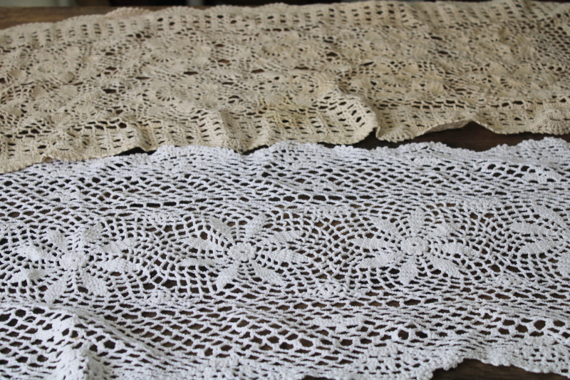 photo of large lot vintage crochet lace table runners & dresser scarves, cottage farmhouse decor #4