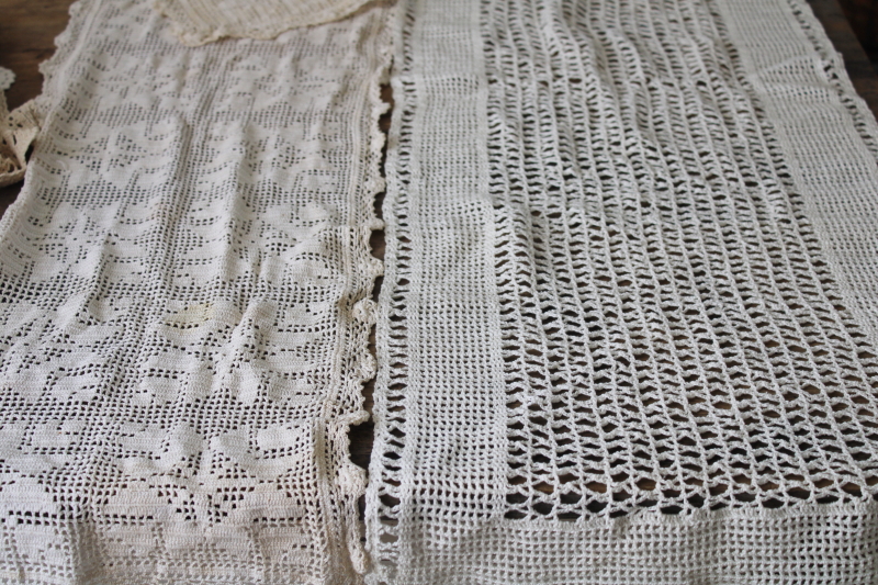 photo of large lot vintage crochet lace table runners & dresser scarves, cottage farmhouse decor #6