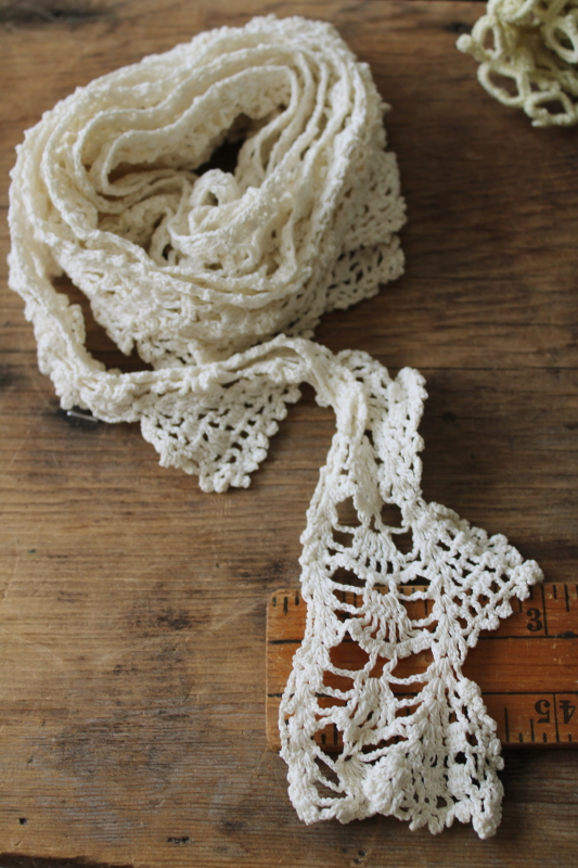 photo of large lot vintage lace edgings & trims, shabby salvaged crochet lace for sewing, upcycle projects  #2