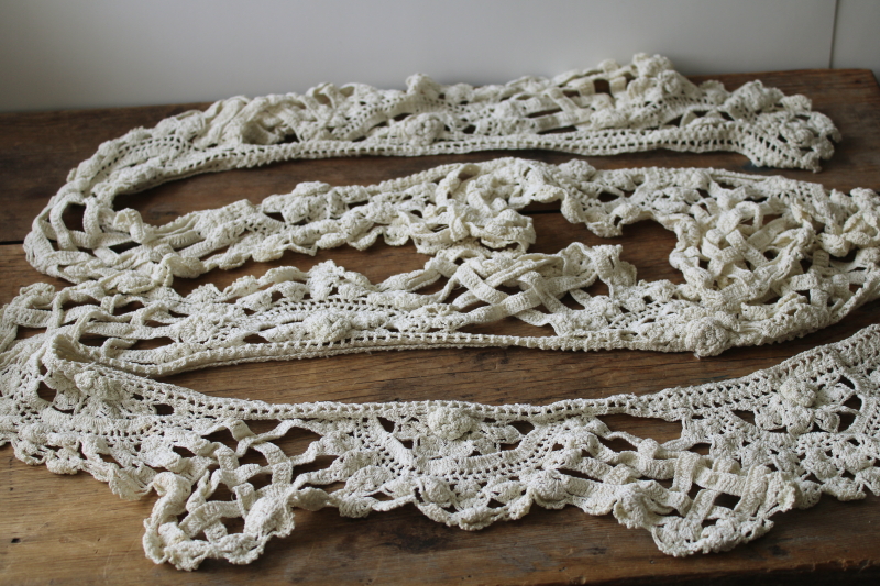 photo of large lot vintage lace edgings & trims, shabby salvaged crochet lace for sewing, upcycle projects  #13