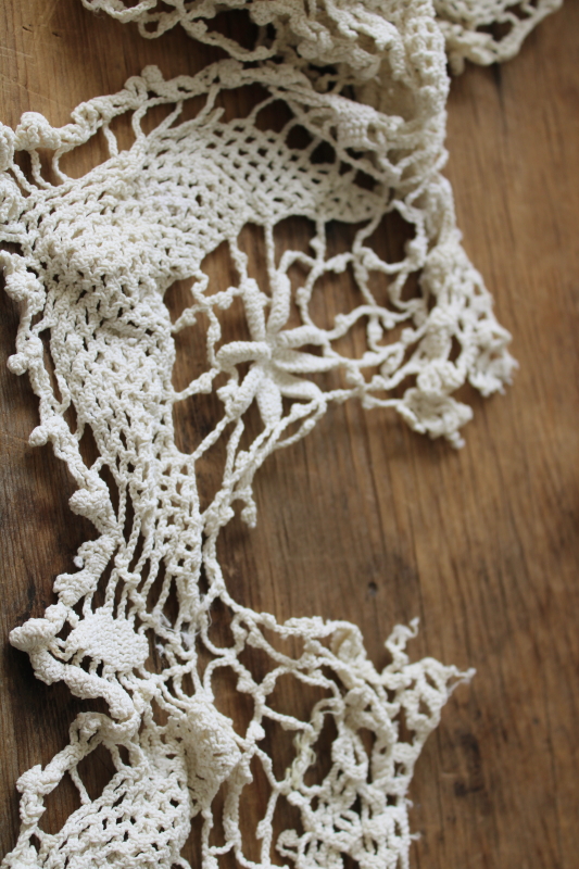 photo of large lot vintage lace edgings & trims, shabby salvaged crochet lace for sewing, upcycle projects  #15