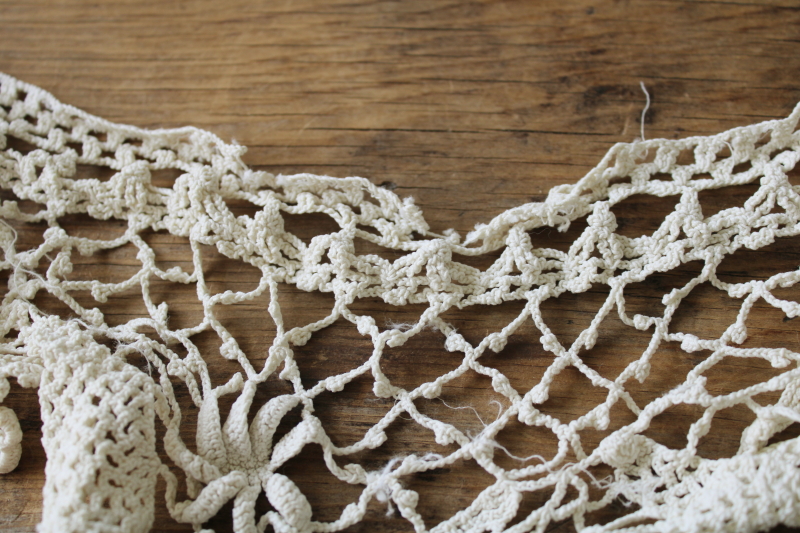 photo of large lot vintage lace edgings & trims, shabby salvaged crochet lace for sewing, upcycle projects  #16