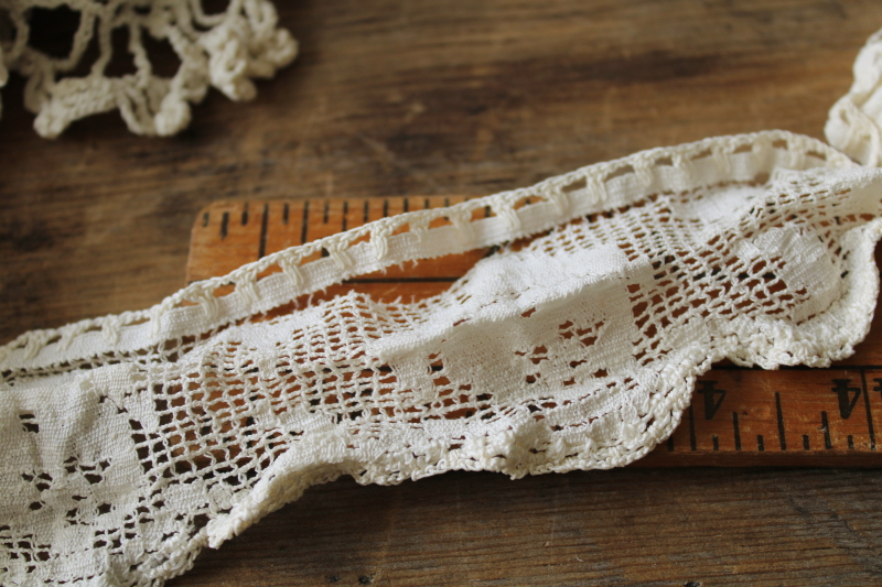 photo of large lot vintage lace edgings & trims, shabby salvaged crochet lace for sewing, upcycle projects  #20