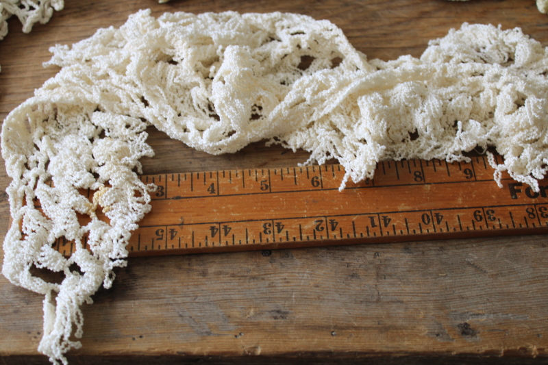 photo of large lot vintage lace edgings & trims, shabby salvaged crochet lace for sewing, upcycle projects  #22