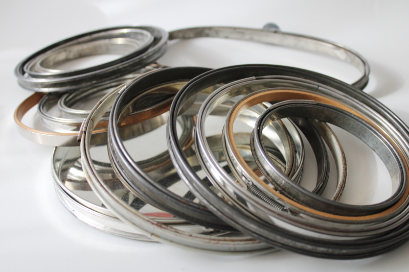 photo of large lot vintage metal embroidery hoops, round & oval hoop frames for needlework #1