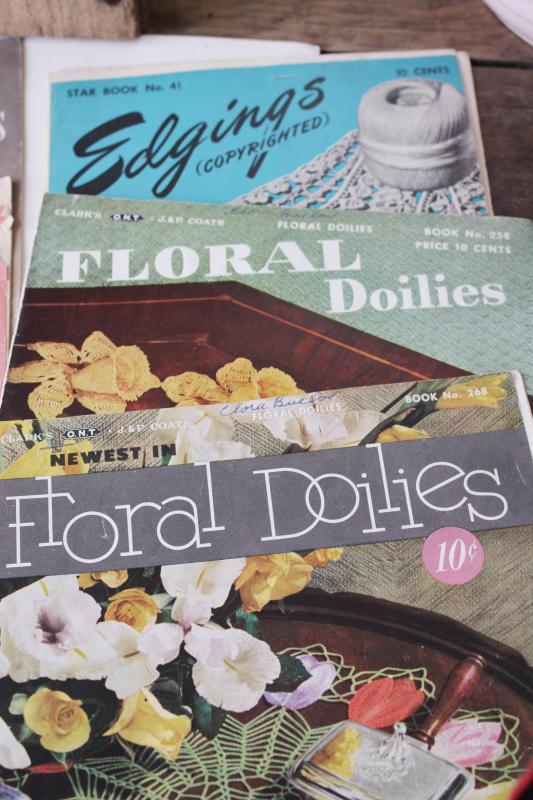 photo of large lot vintage needlework booklets, thread crochet lace patterns doilies edgings #2