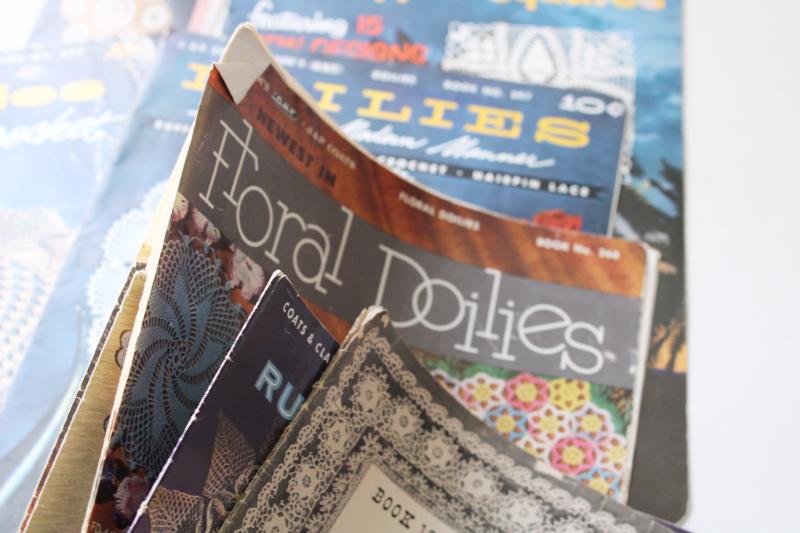 photo of large lot vintage needlework booklets, thread crochet lace patterns doilies edgings #6