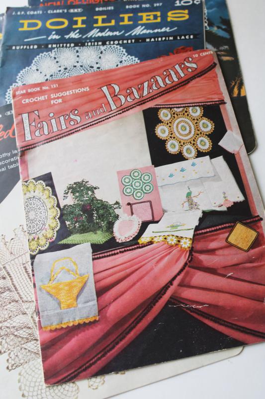 photo of large lot vintage needlework booklets, thread crochet lace patterns doilies edgings #8