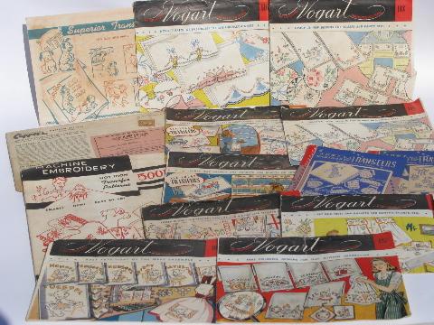 photo of large lot vintage needlework embroidery transfers, many Vogart envelopes #1