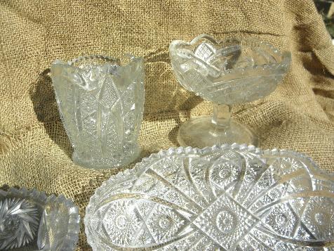 photo of large lot vintage pressed glass pickle & celery dishes, Imperial Nu-Cut etc. #2