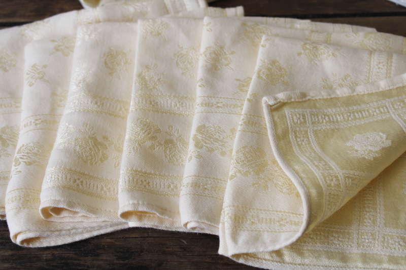 photo of large lot vintage rayon blend damask napkins, mix and match sets different patterns #4