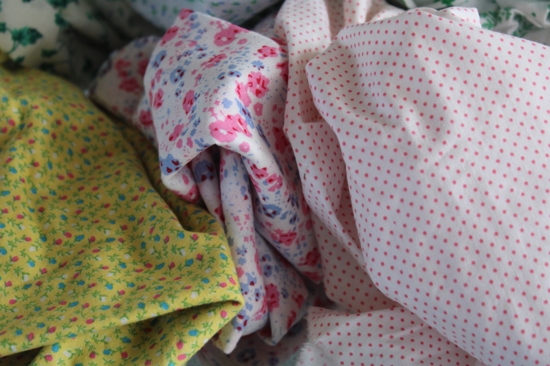 photo of large lot vintage scrap fabric, calico prints for cottagecore girly accessories, doll clothes etc #2