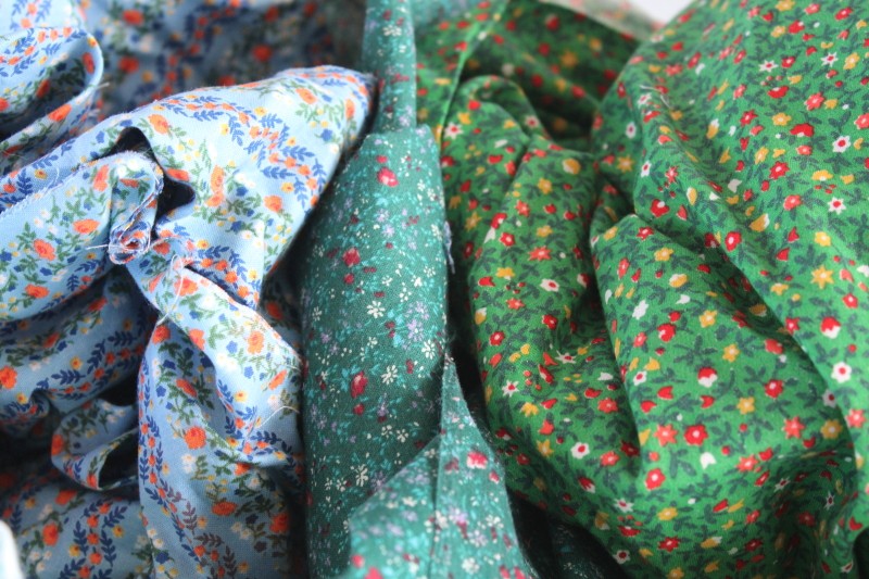 photo of large lot vintage scrap fabric, calico prints for cottagecore girly accessories, doll clothes etc #7