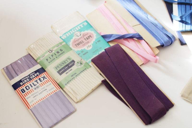 photo of large lot vintage seam binding tape, cotton & cotton poly blend many colors different brands  #2