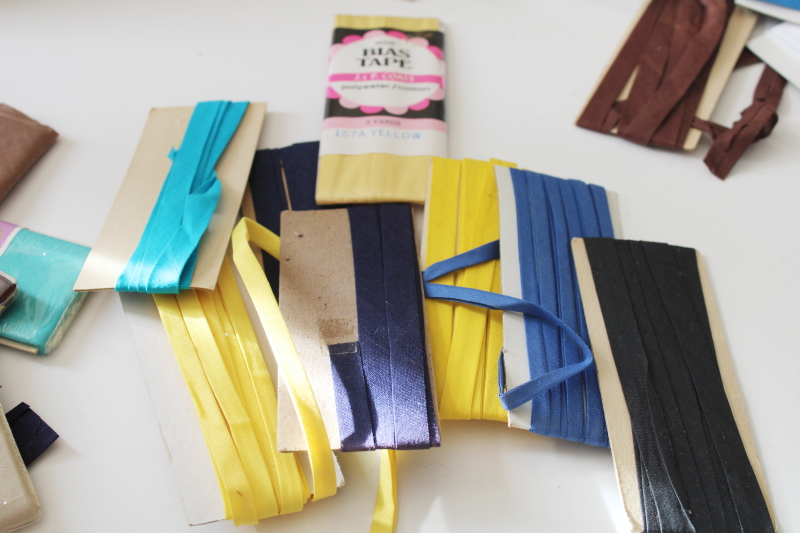 photo of large lot vintage seam binding tape, cotton & cotton poly blend many colors different brands  #4