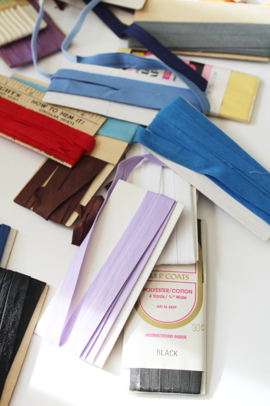 photo of large lot vintage seam binding tape, cotton & cotton poly blend many colors different brands  #5