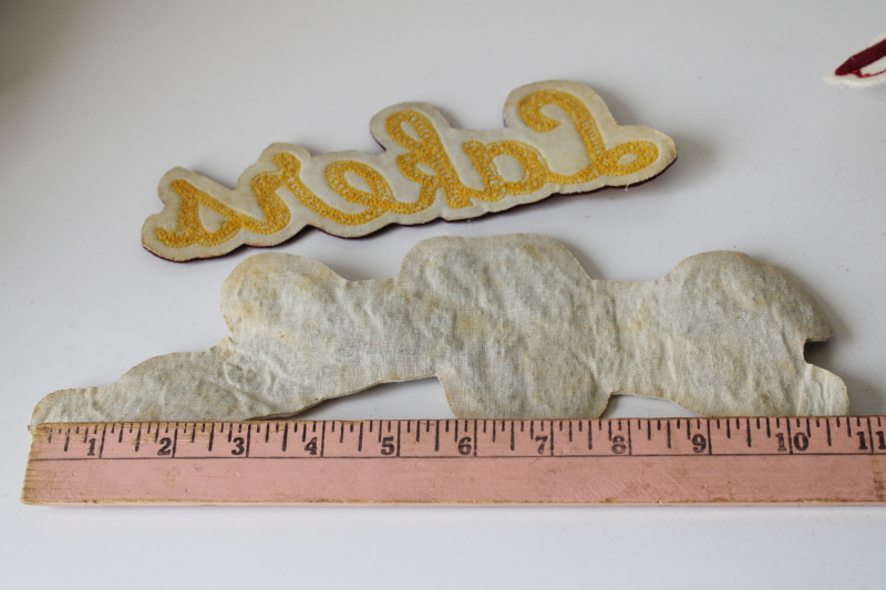 photo of large lot vintage wool felt & chenille patches varsity jacket team emblems etc  #4