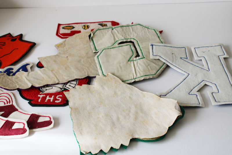 photo of large lot vintage wool felt & chenille patches varsity jacket team emblems etc  #6