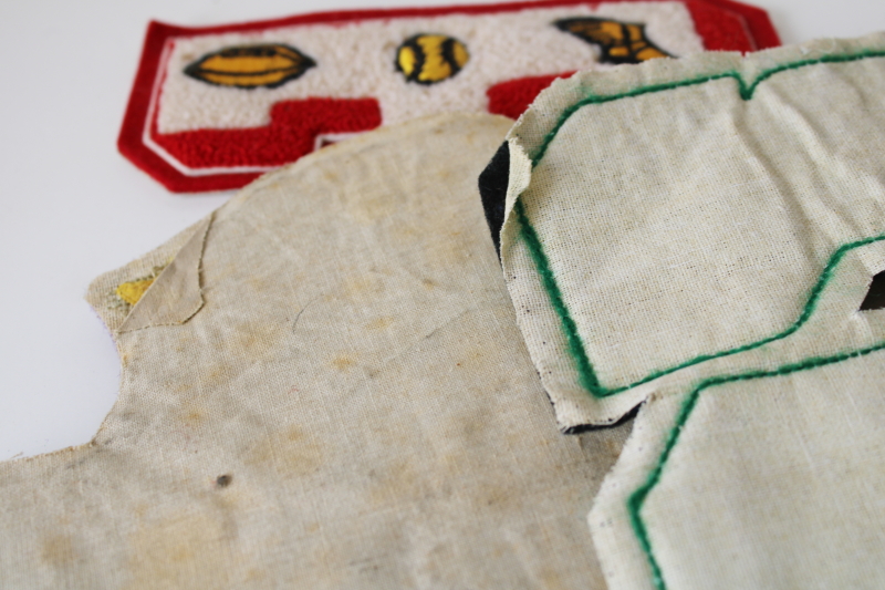 photo of large lot vintage wool felt & chenille patches varsity jacket team emblems etc  #7