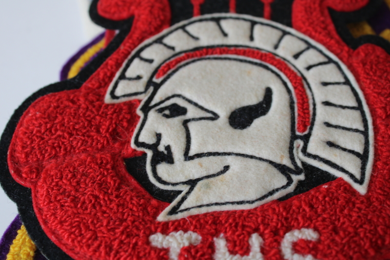 photo of large lot vintage wool felt & chenille patches varsity jacket team emblems etc  #10