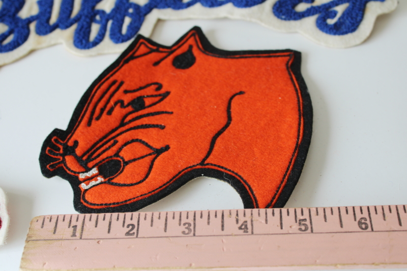 photo of large lot vintage wool felt & chenille patches varsity jacket team emblems etc  #12