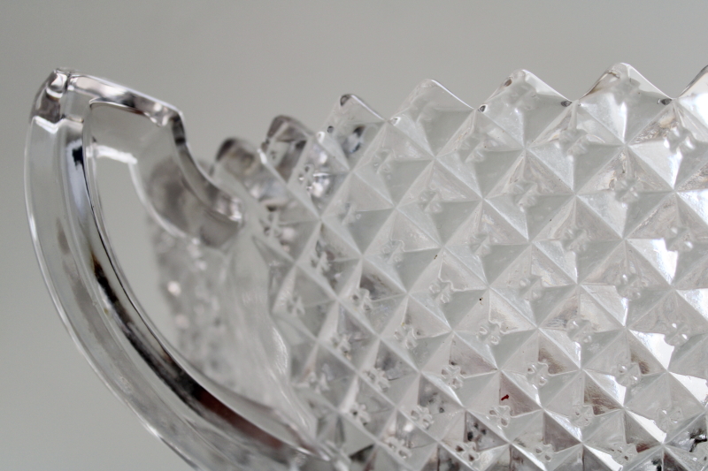 photo of large loving cup double handled bowl, vintage Westmoreland English hobnail crystal clear glass #5