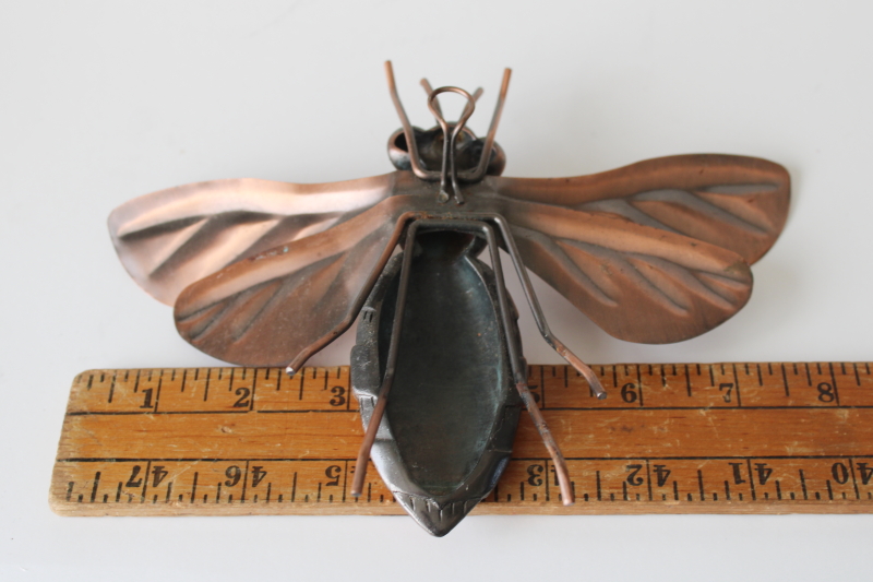 photo of large metal honey bee or insect figurine, copper tone finish rustic garden art  #3