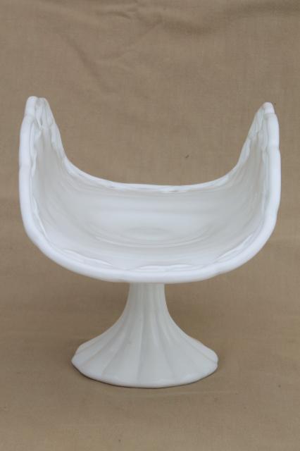 photo of large milk glass banana stand pedestal fruit bowl, vintage lace edge pattern #3