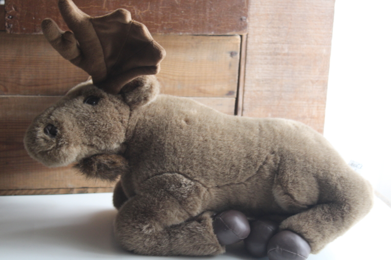 photo of large moose plush toy, Fiesta realistic stuffed animal w/ leather like hoofs #1