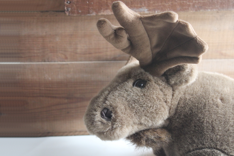 photo of large moose plush toy, Fiesta realistic stuffed animal w/ leather like hoofs #2