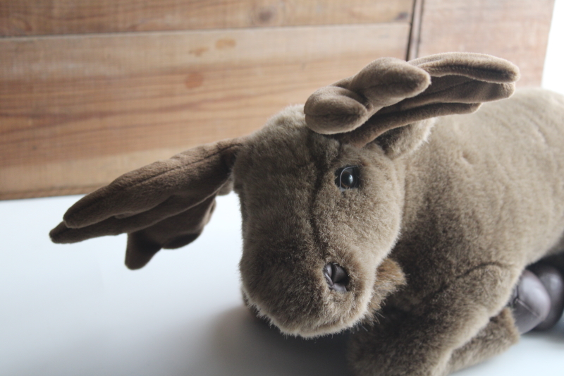 photo of large moose plush toy, Fiesta realistic stuffed animal w/ leather like hoofs #3