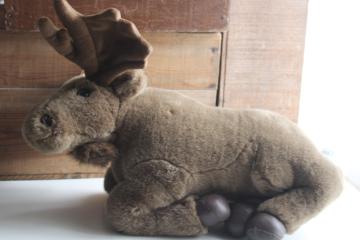 catalog photo of large moose plush toy, Fiesta realistic stuffed animal w/ leather like hoofs