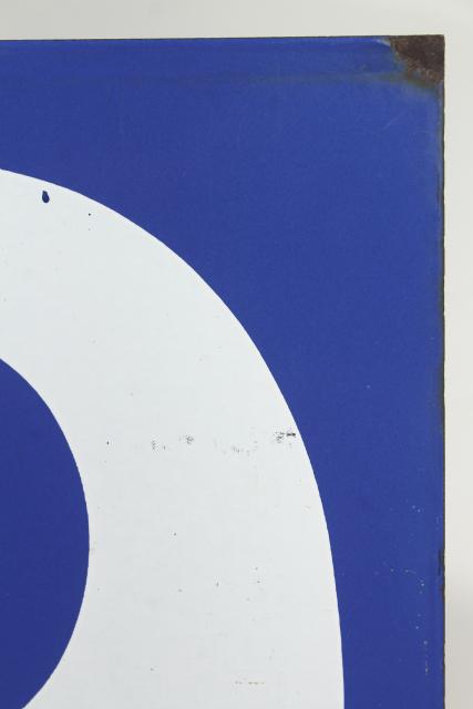 photo of large number sign, vintage industrial blue enamel metal gas station numbers, #8 or #9 #4