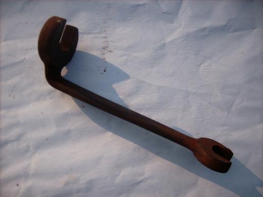 photo of large old Armstrong bridge builder or engineer's wrench 90deg angled head #1