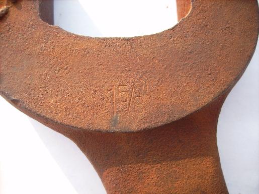 photo of large old Armstrong bridge builder or engineer's wrench 90deg angled head #3