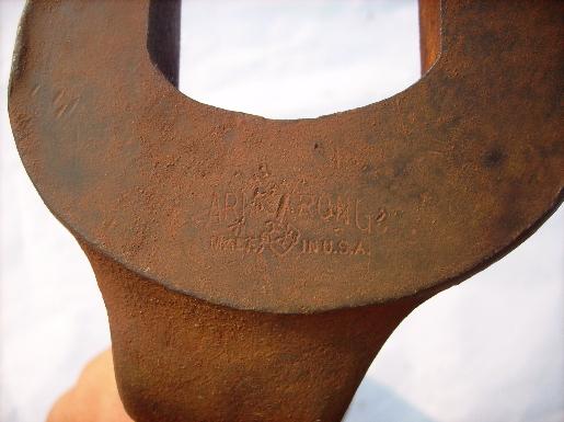 photo of large old Armstrong bridge builder or engineer's wrench 90deg angled head #5