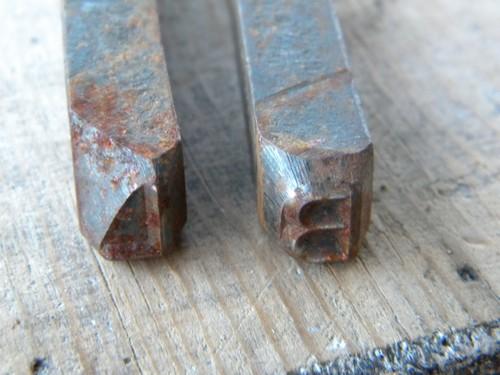 photo of large old B and L steel letter stamps for initialing metal, wood, leather #2