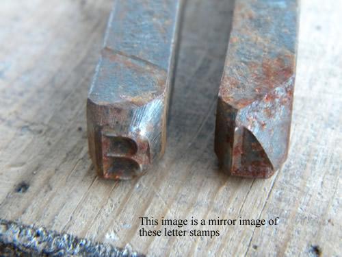 photo of large old B and L steel letter stamps for initialing metal, wood, leather #3