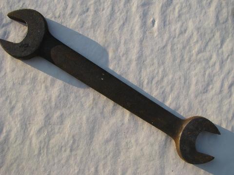 photo of large old Billings railroad & bridge open end wrench, 1-5/8'' & 1-1/2'' #1