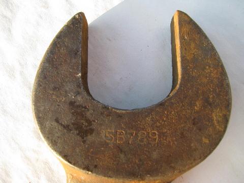 photo of large old Billings railroad & bridge open end wrench, 1-5/8'' & 1-1/2'' #3