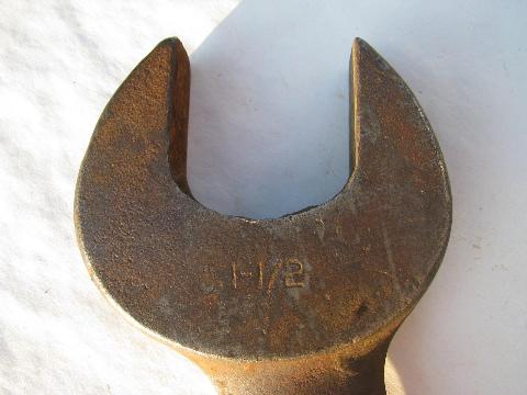 photo of large old Billings railroad & bridge open end wrench, 1-5/8'' & 1-1/2'' #5