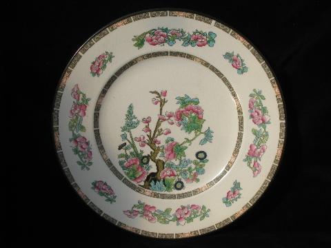 photo of large old India Tree pattern English china plates, multi-colored Indian Tree #2