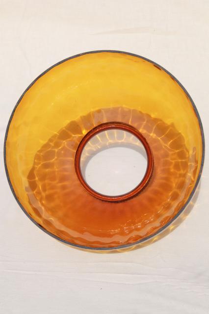 photo of large old amber glass lampshade, vintage hand-blown glass shade for hanging light #4