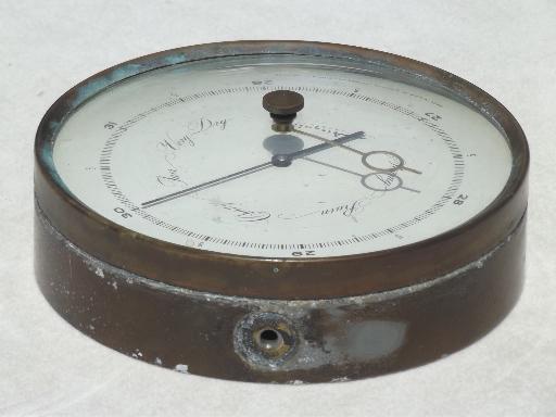 photo of large old brass Airguide barometer, vintage barometer looks rough but works #4