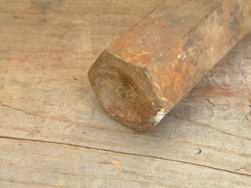 photo of large old bridge builder or blacksmith anvil rivet header tool #2