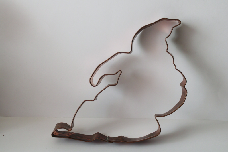 photo of large old copper cookie cutter, Halloween witch, vintage kitchen ware  #1