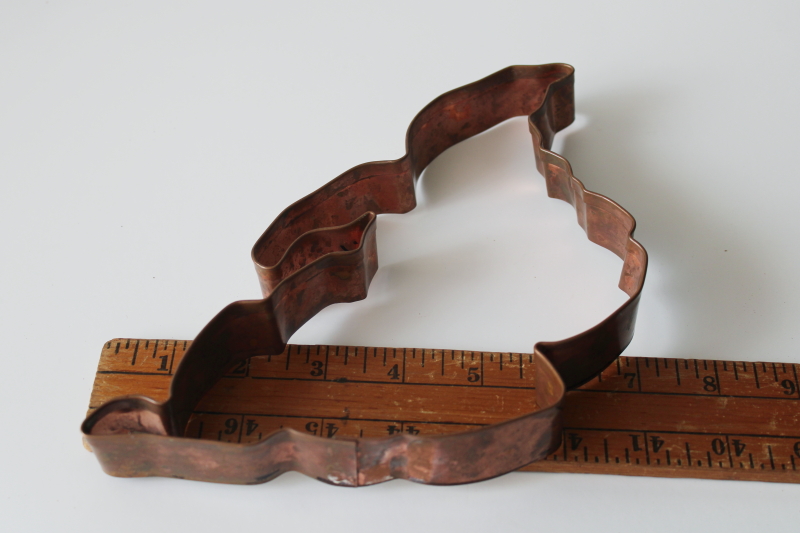 photo of large old copper cookie cutter, Halloween witch, vintage kitchen ware  #3