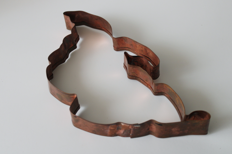 photo of large old copper cookie cutter, Halloween witch, vintage kitchen ware  #5