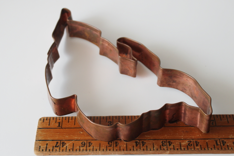 photo of large old copper cookie cutter, Halloween witch, vintage kitchen ware  #7