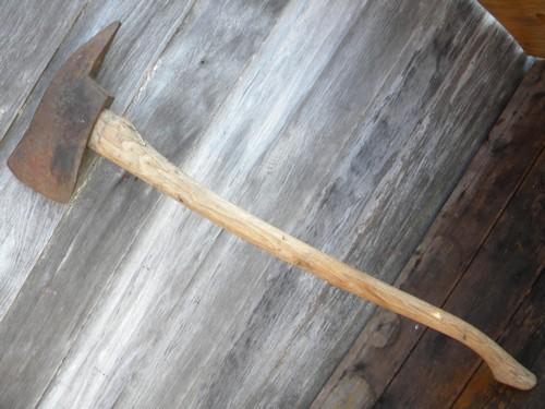 photo of large old firefighter/fireman's fire axe w/ pick spike poll #1